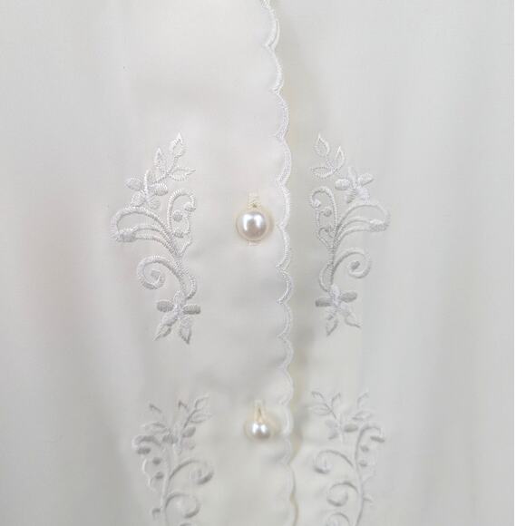 VTG 80s Sz L Lace Embroidered Floral Long Sleeve Blouse Romantic Feminine Detail - Picture 2 of 5